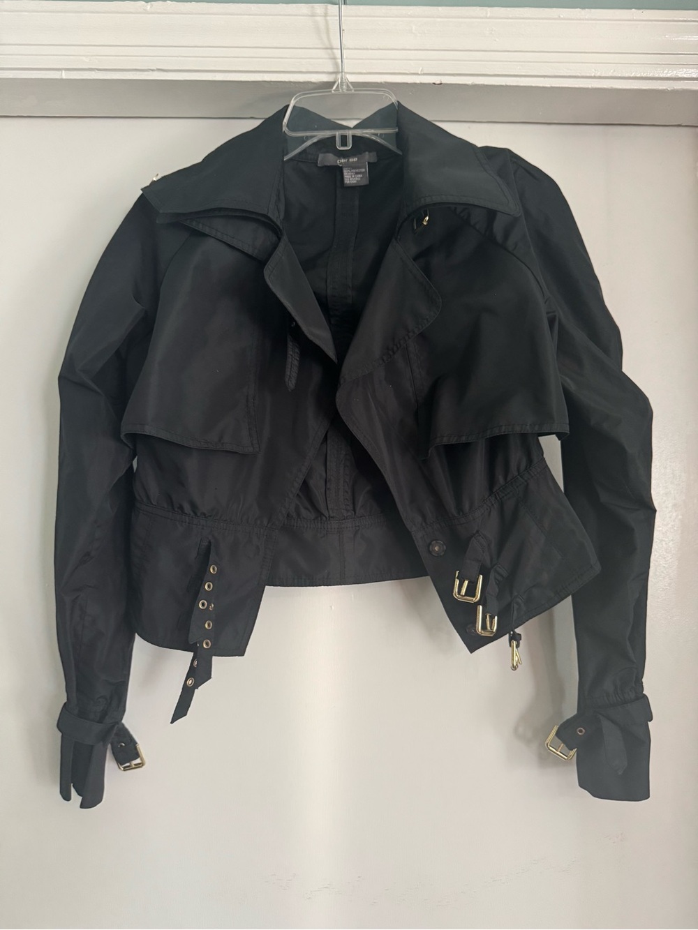 Per Se Zip cropped Windbreaker Black gold hardware 90s look Jacket 4
